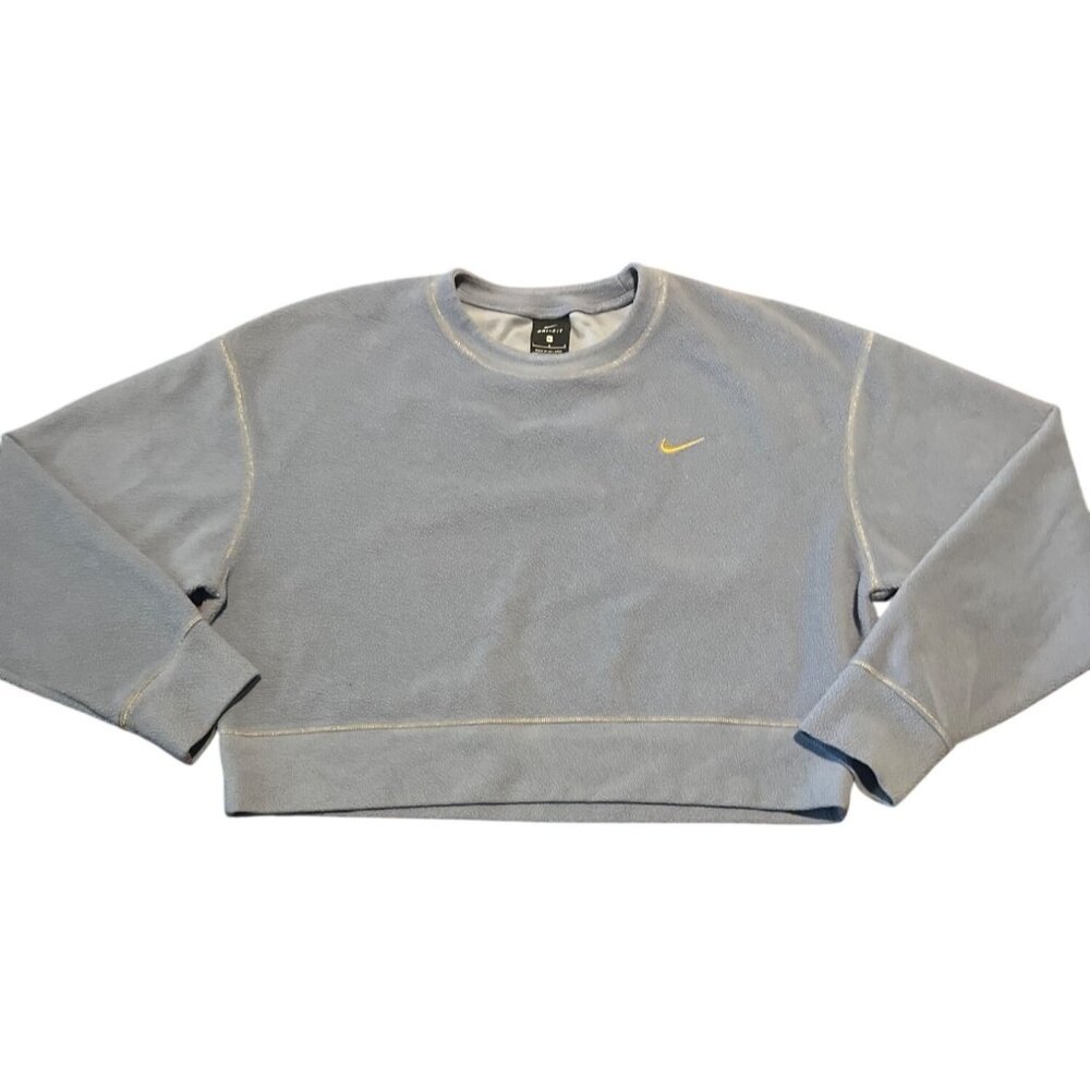 Nike Dri-Fit‎ Womens Light Blue Cropped Fleece Long Sleeve Sweatshirt L